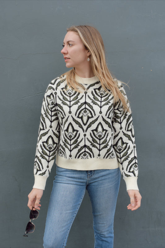 folk floral sweater
