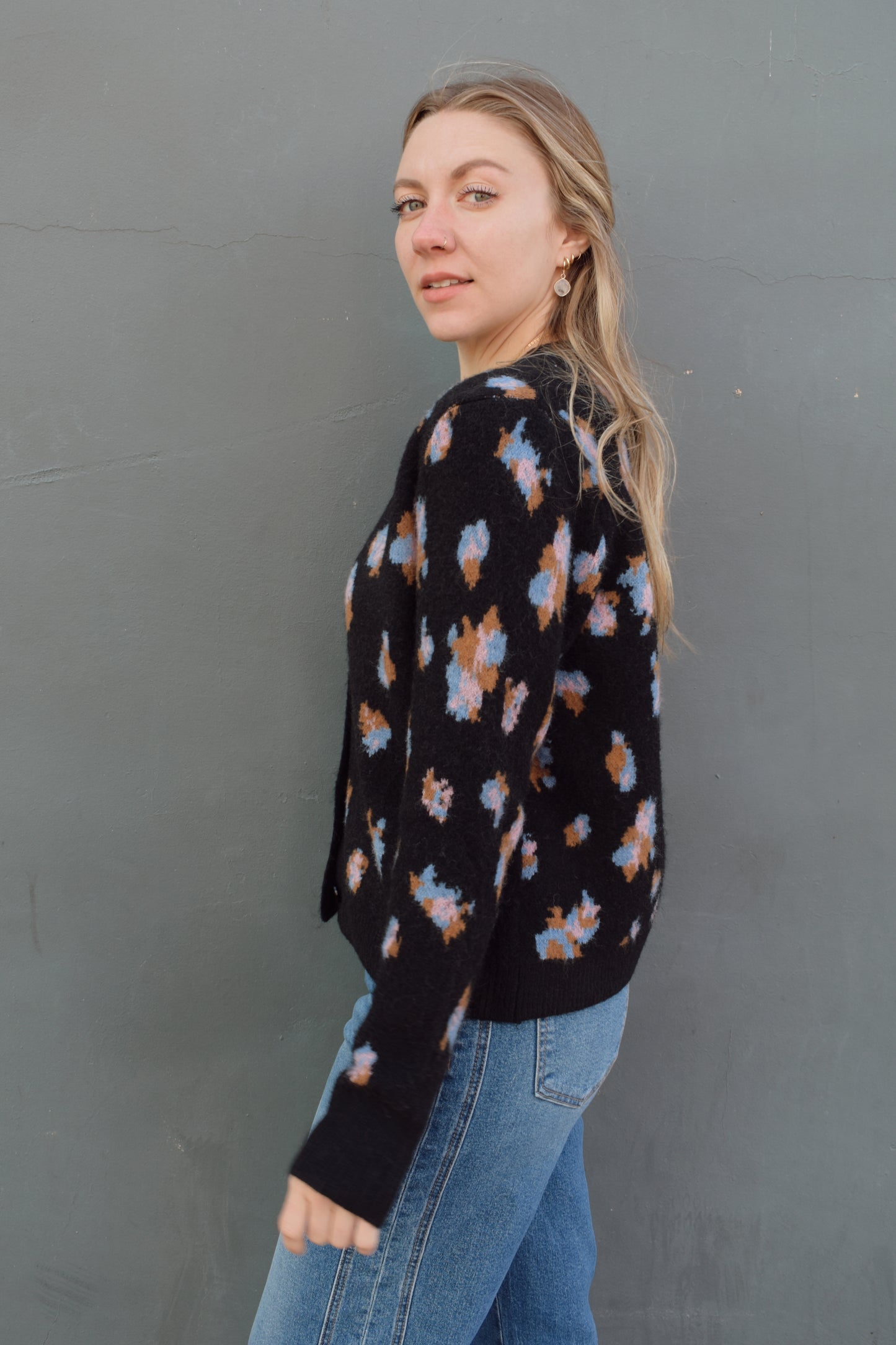 abstract floral cardigan