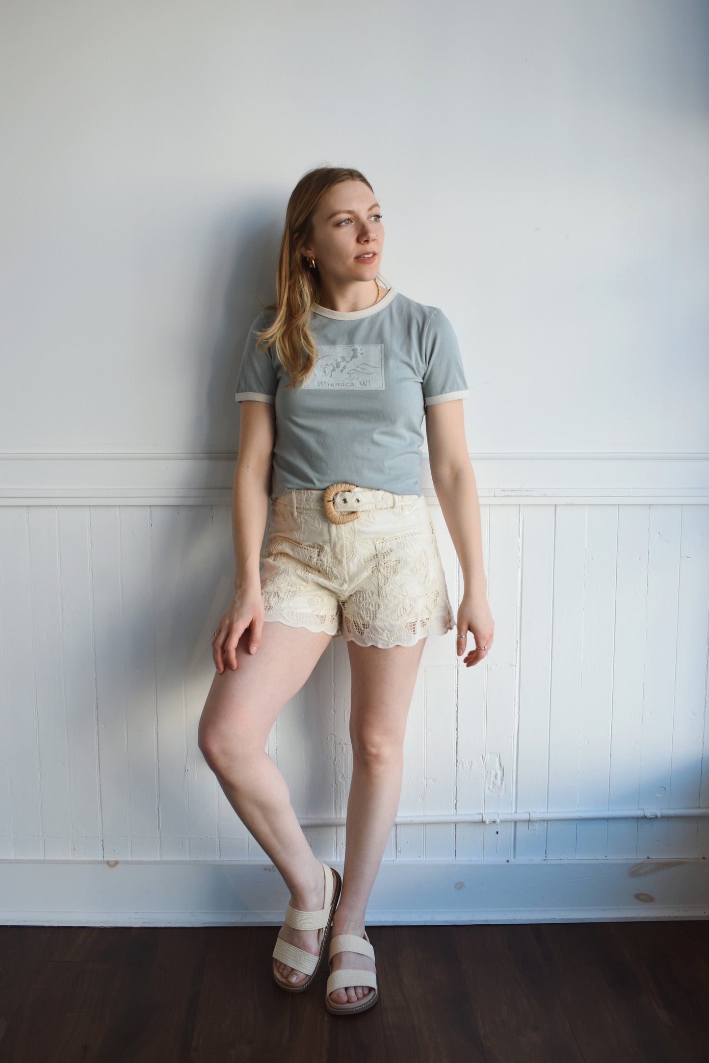 linocut print ringer tee