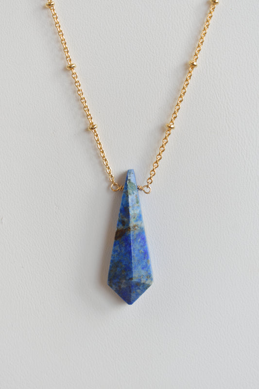 revival made goods lapis lazuli gold plated satellite chain necklace