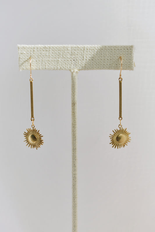 revival made goods gold plated and brass sunshine statement earrings