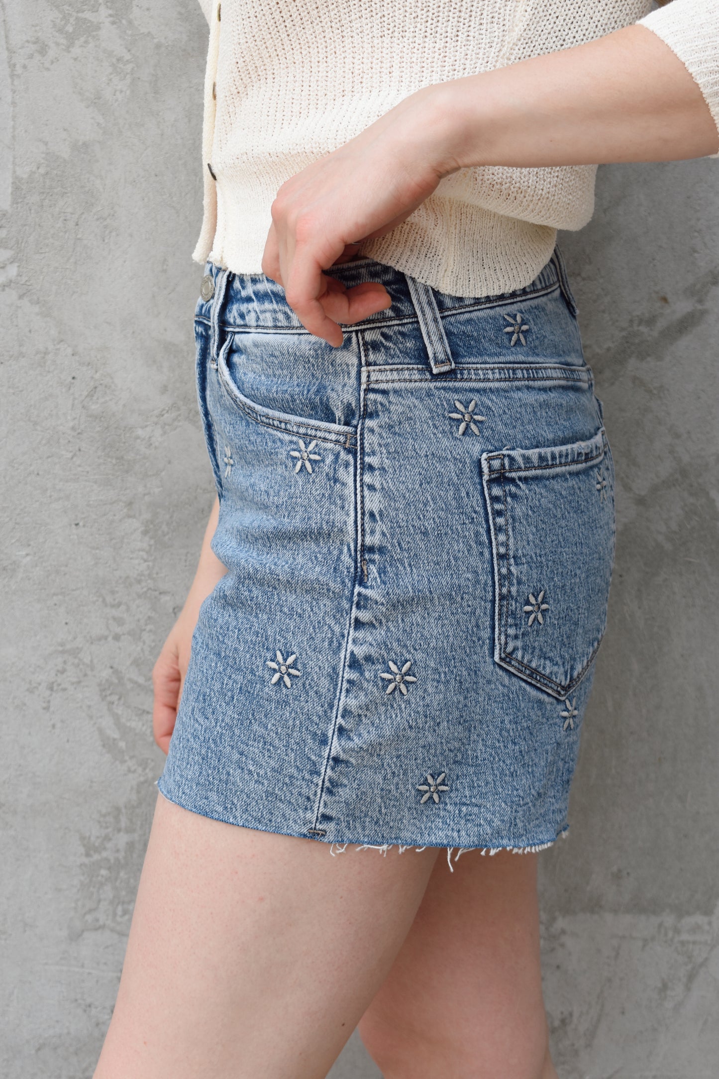 daisy denim shorts