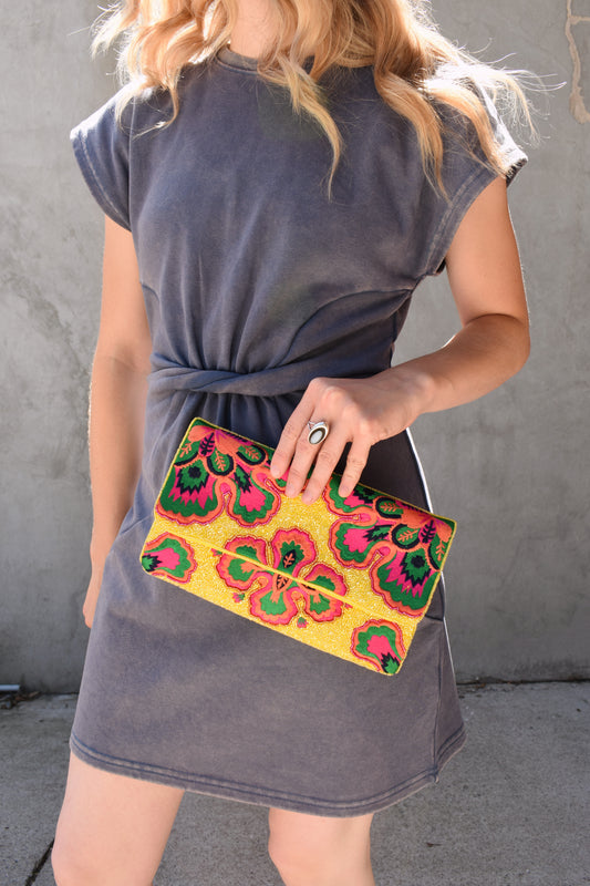 fiesta beaded clutch