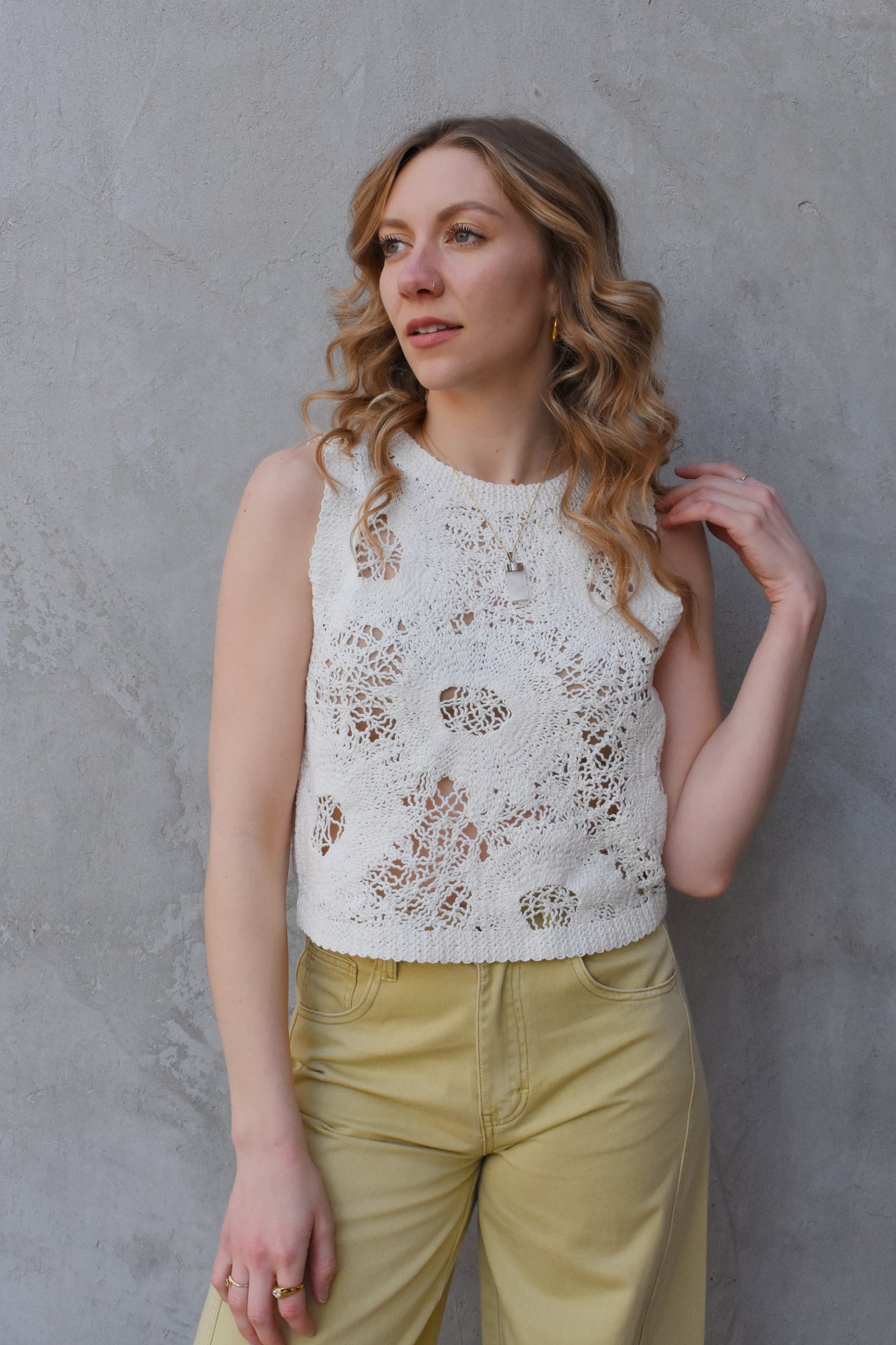 floral sweater vest