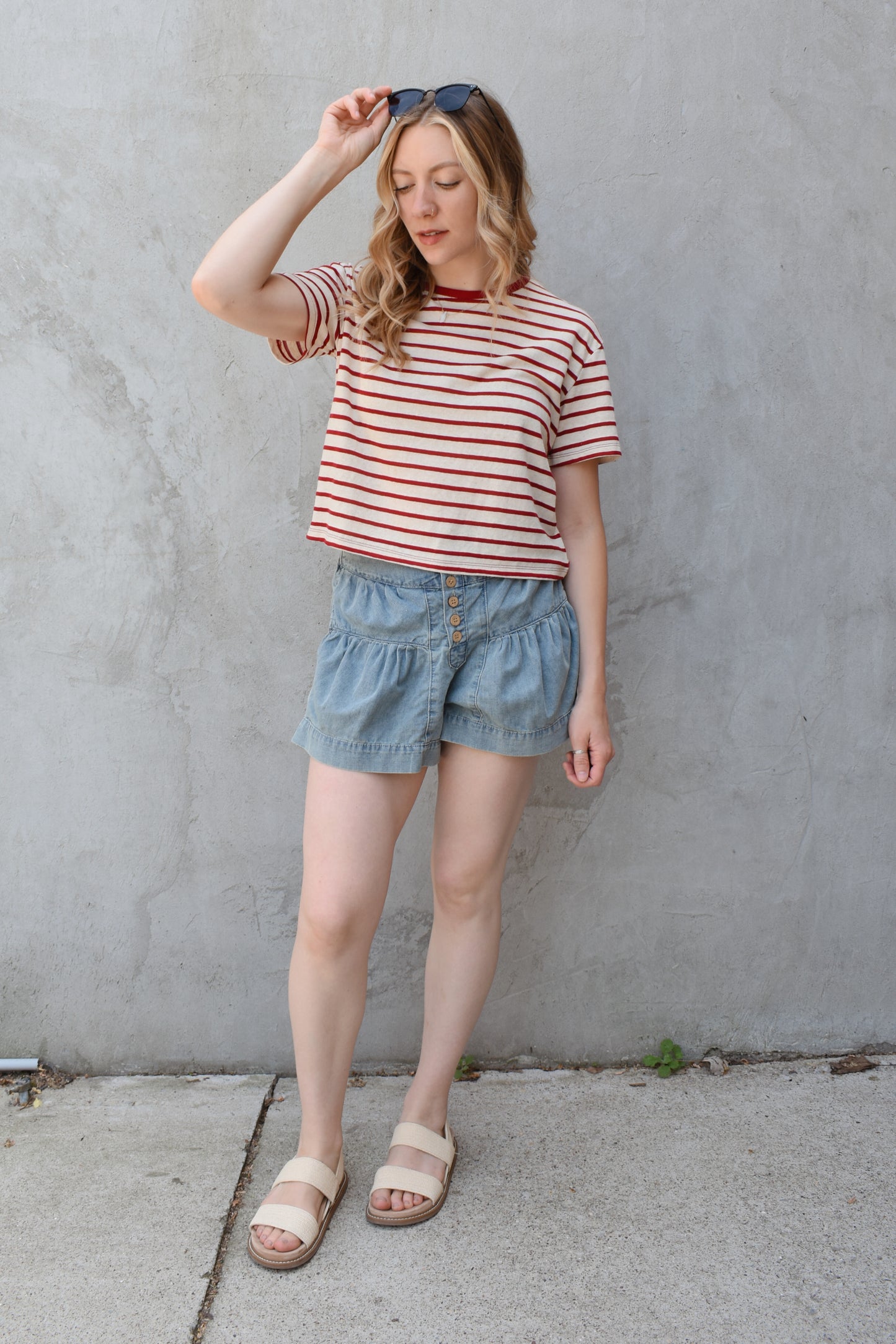 boxy ringer striped tee