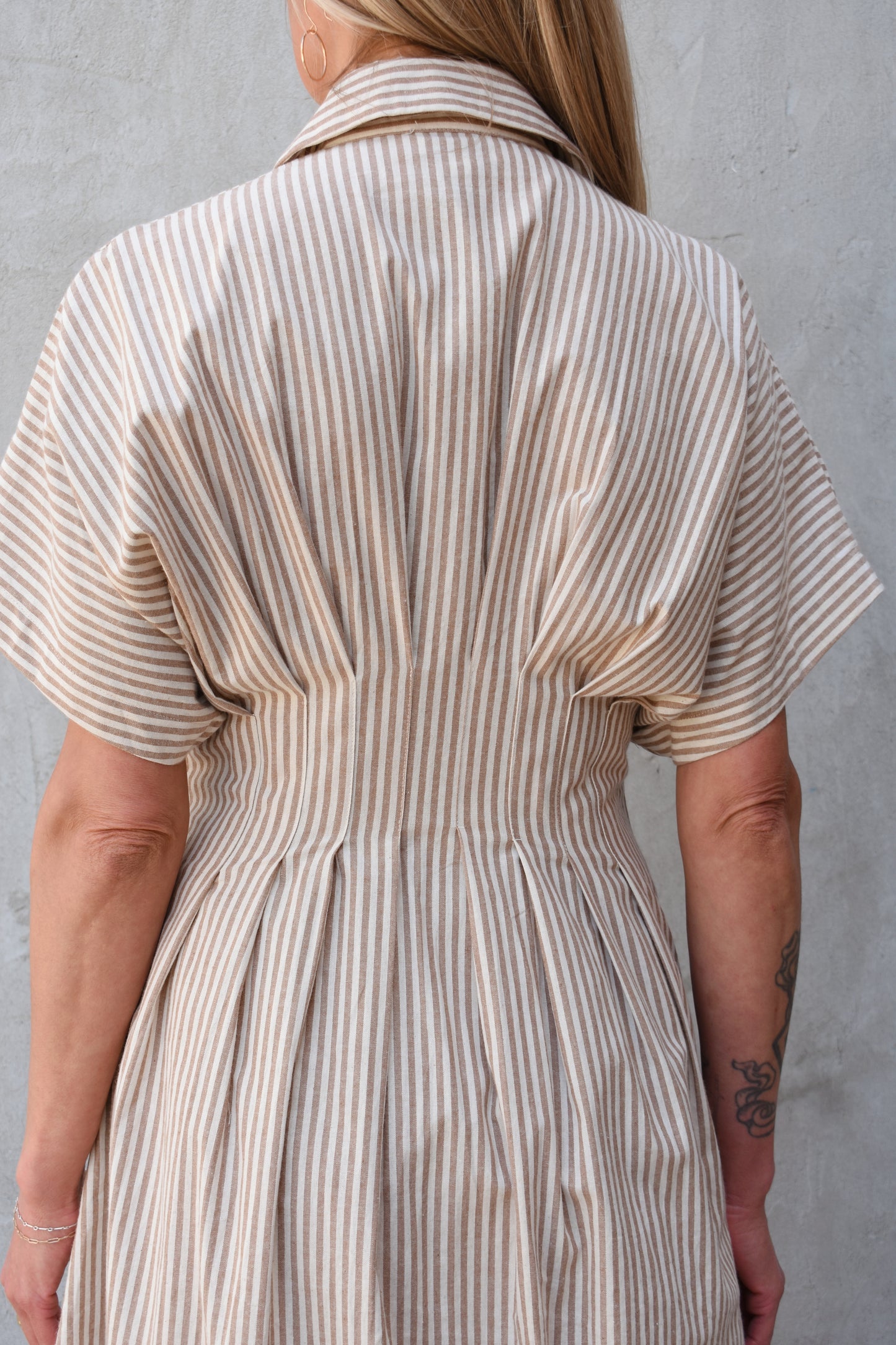 striped midi shirt dress