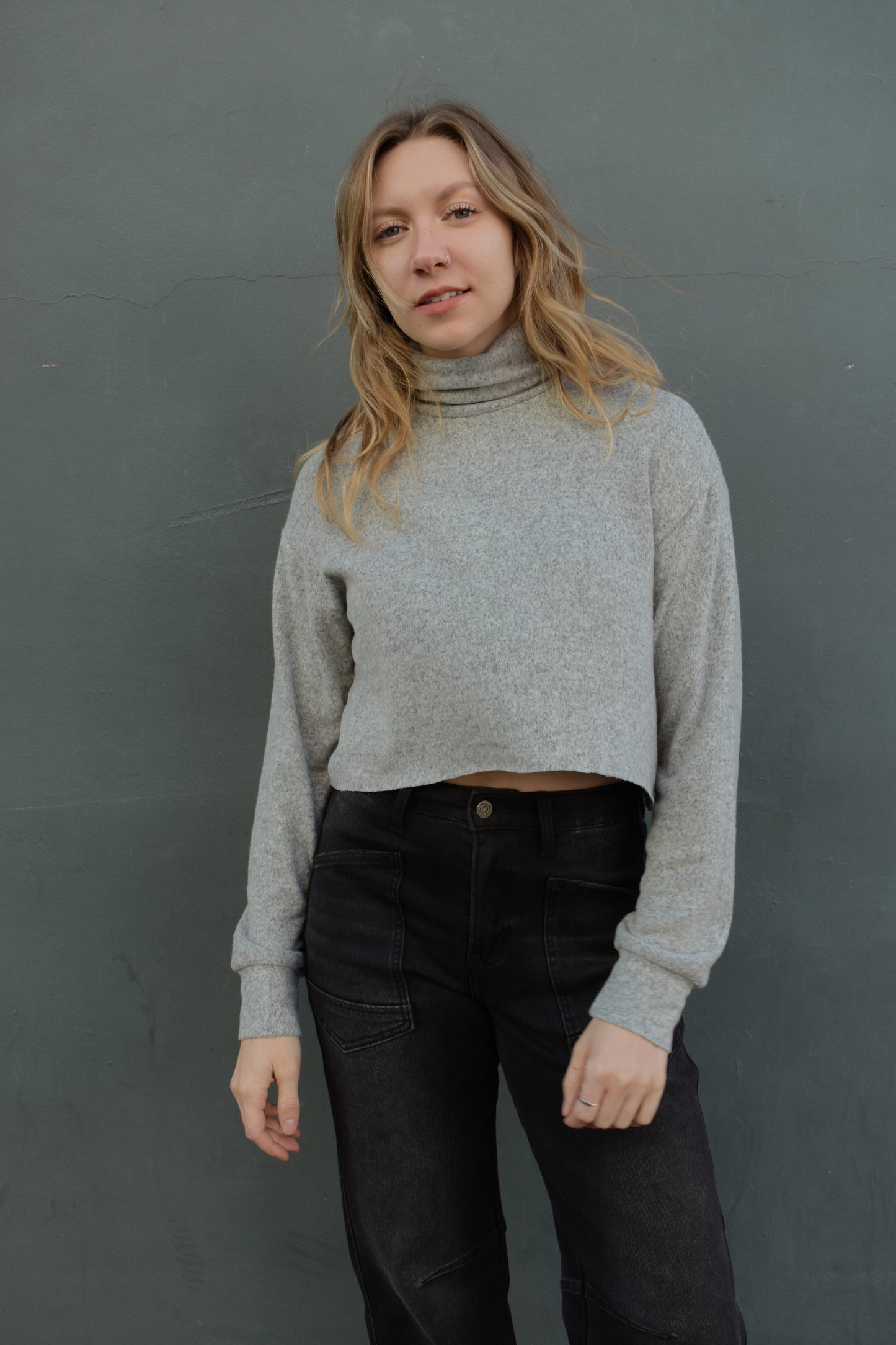 high neck hacci sweater