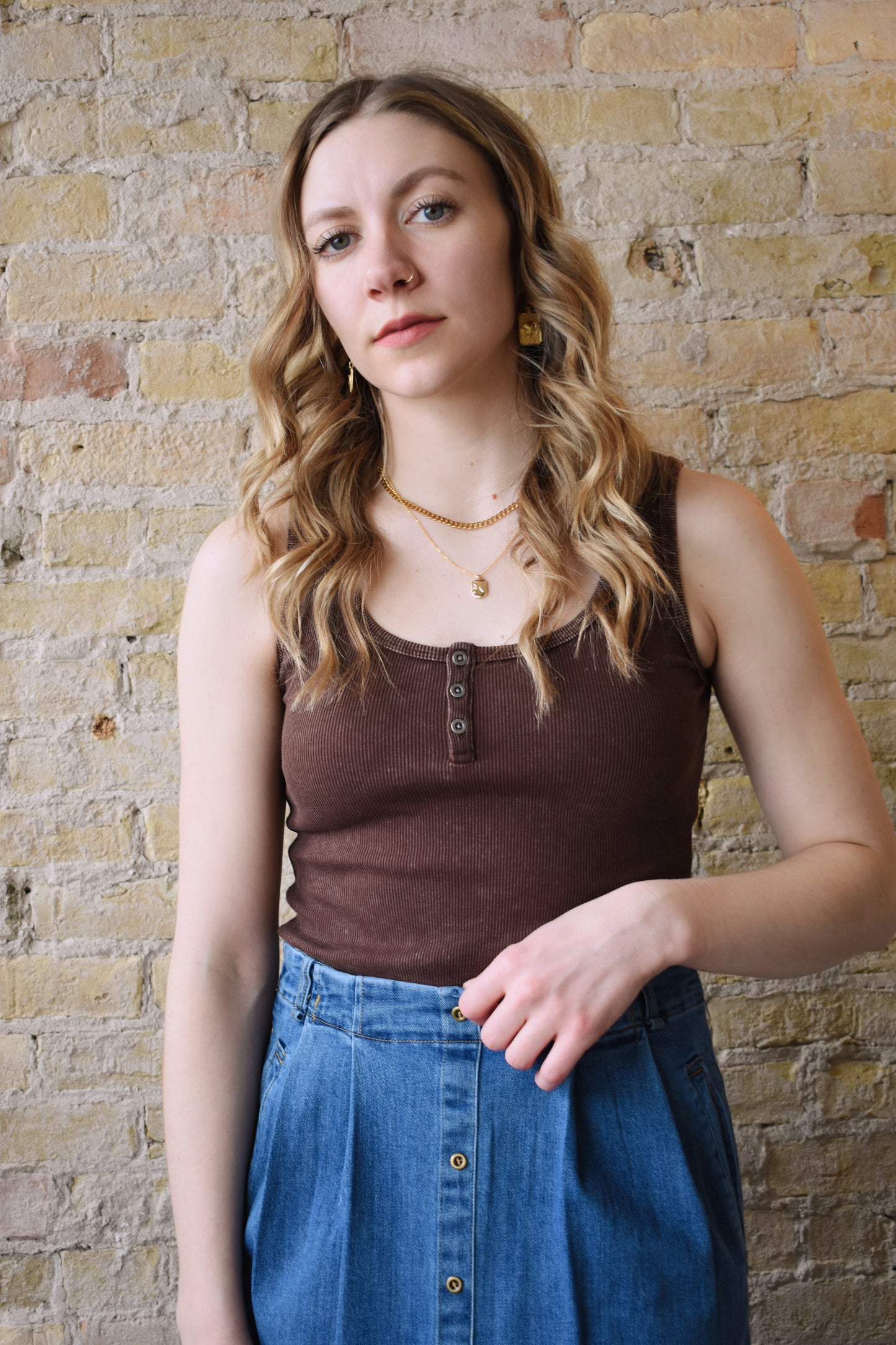 ribbed henley tank