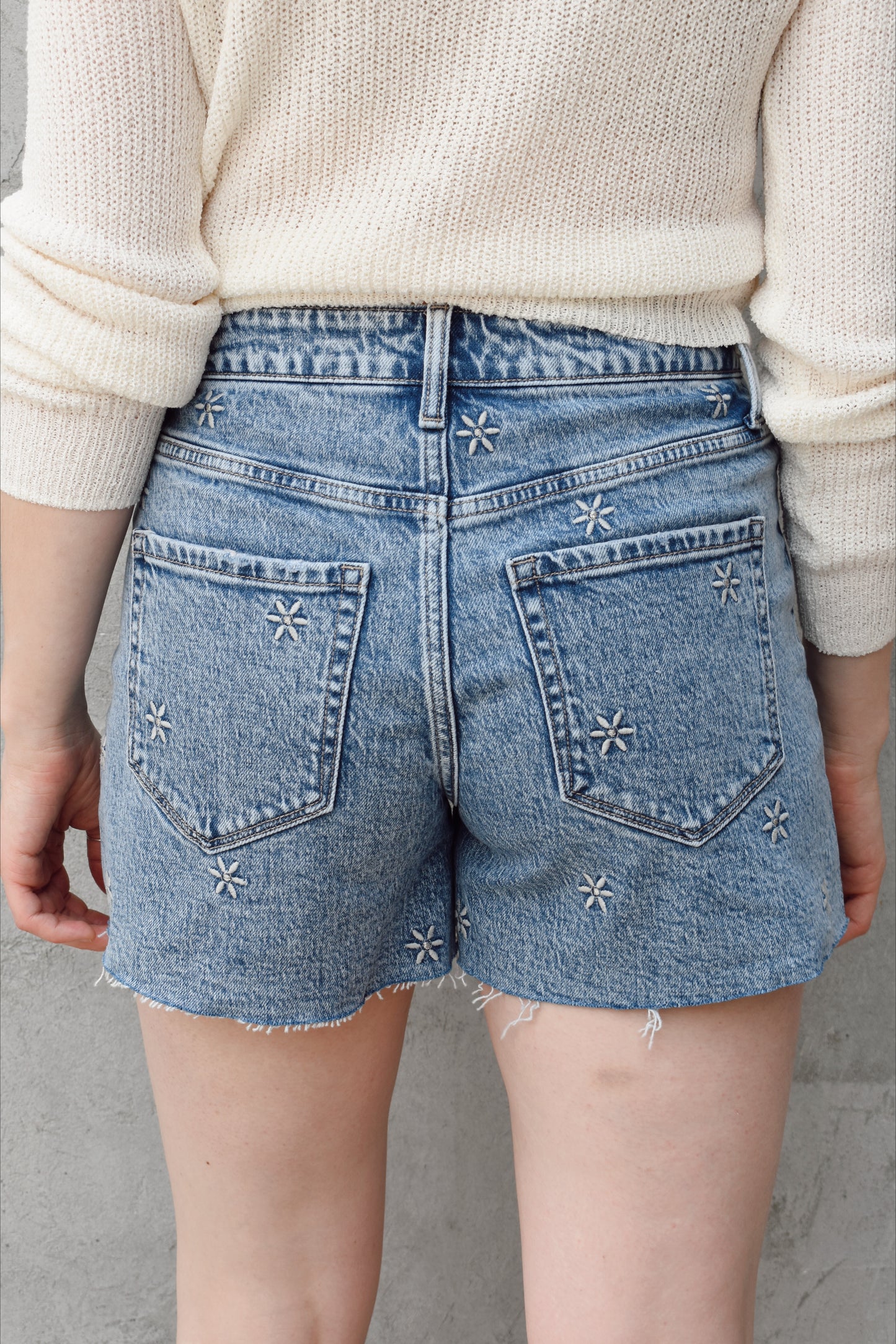 daisy denim shorts
