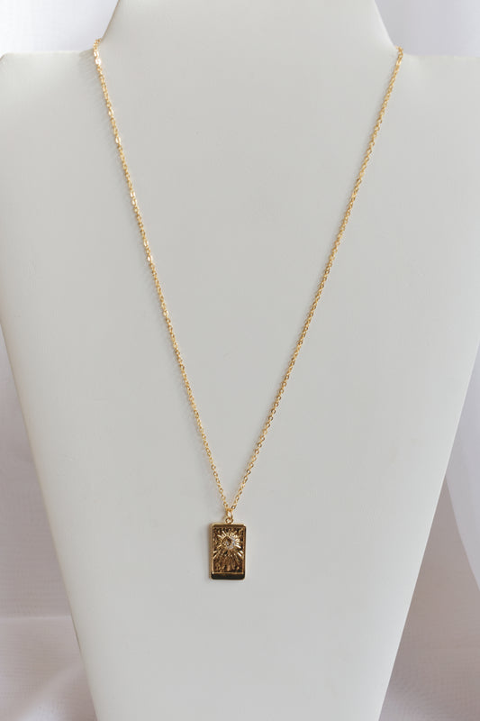 revival made goods the sun tarot card inspired gold plated dainty necklace
