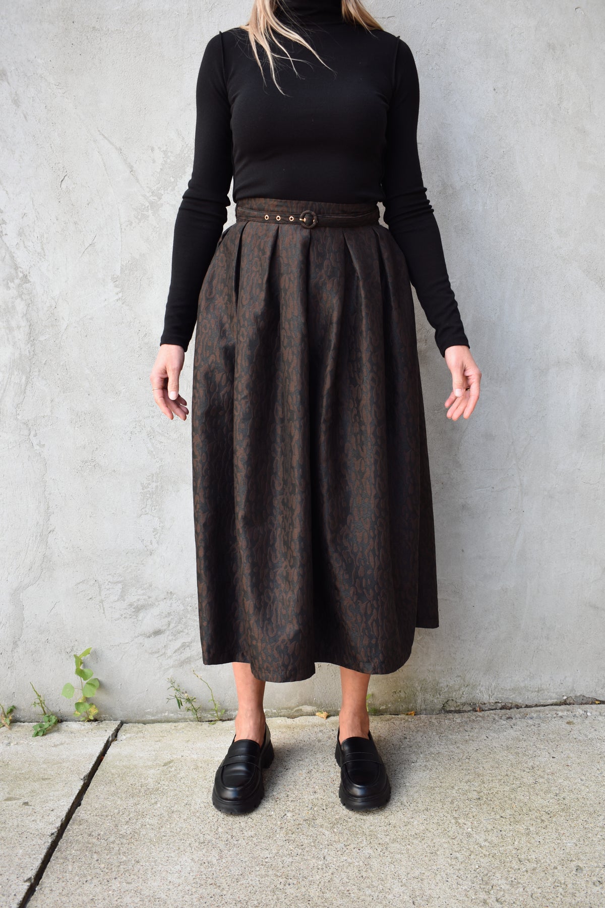 leopard midi skirt