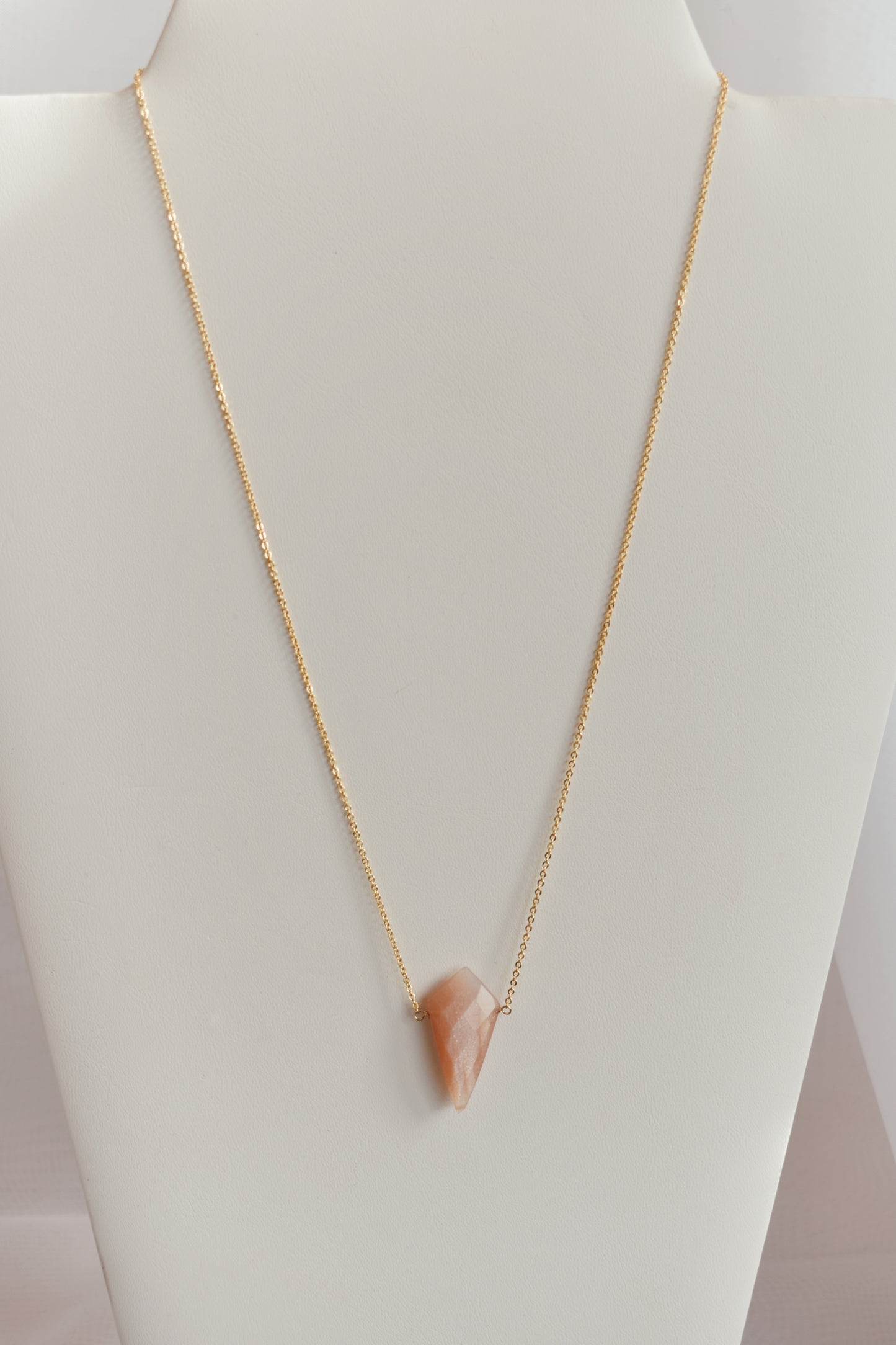 revival made goods peach moonstone gold plated dainty chain necklace