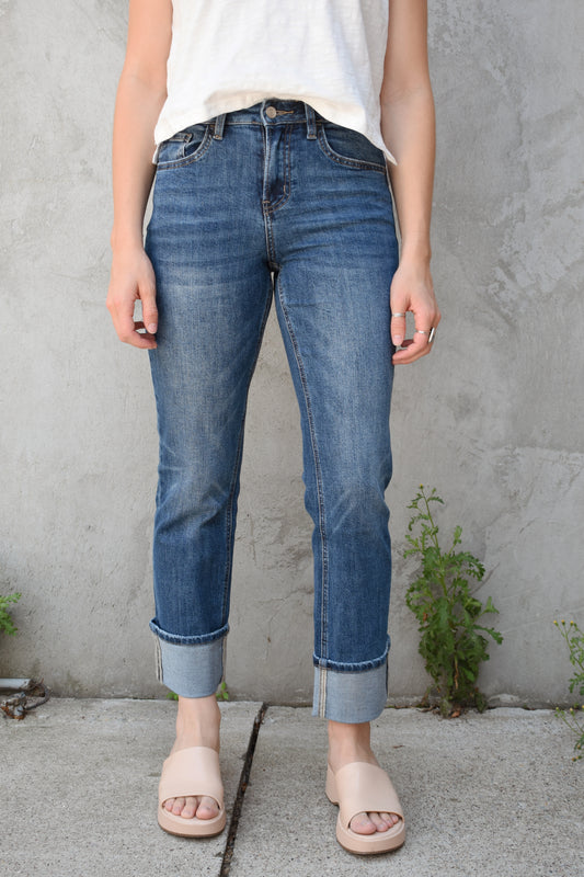 cuffed straight jeans