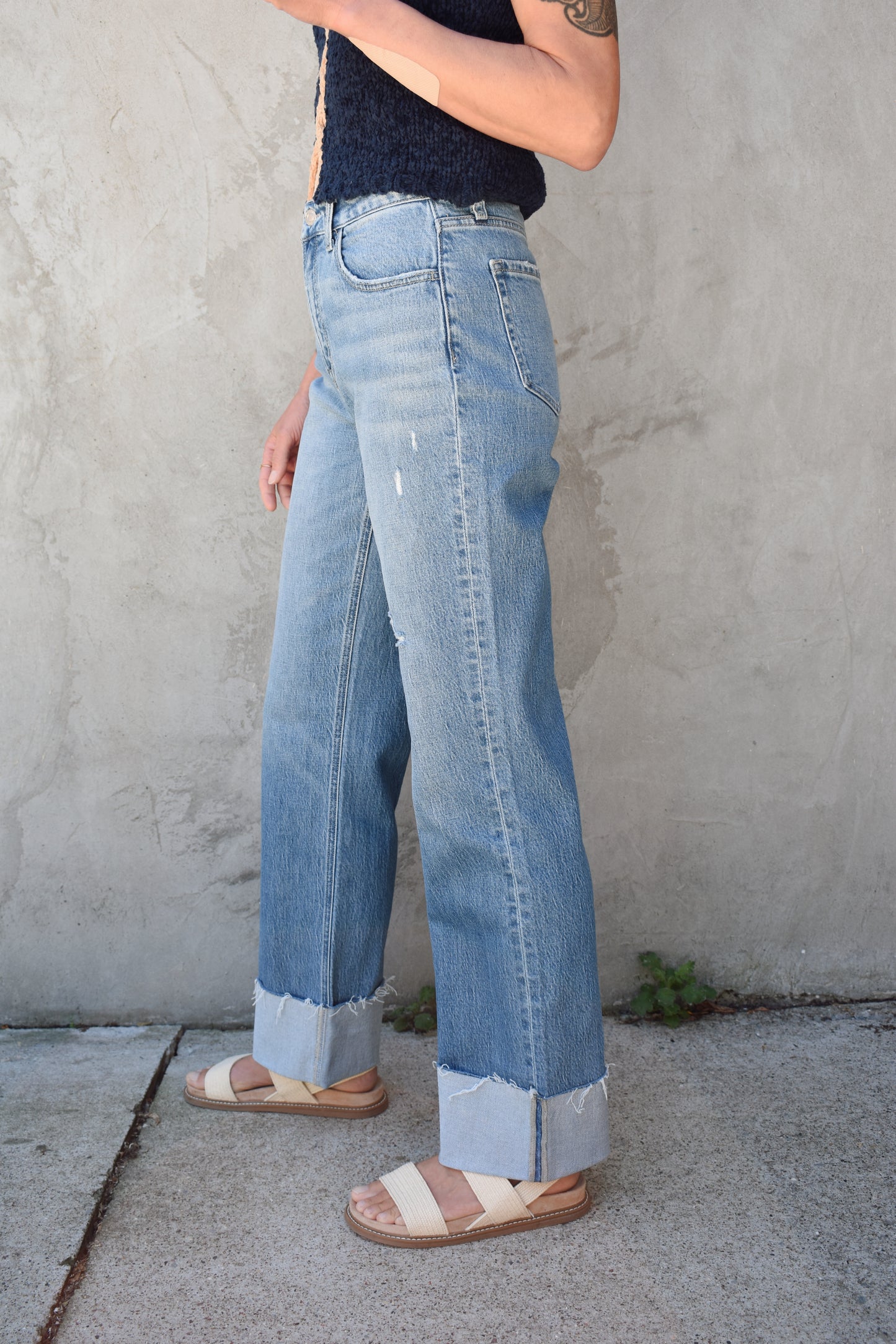 Aileeah cuffed slim wide
