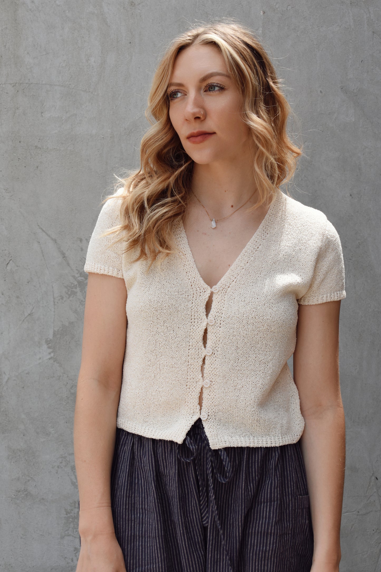 short sleeve cardi top