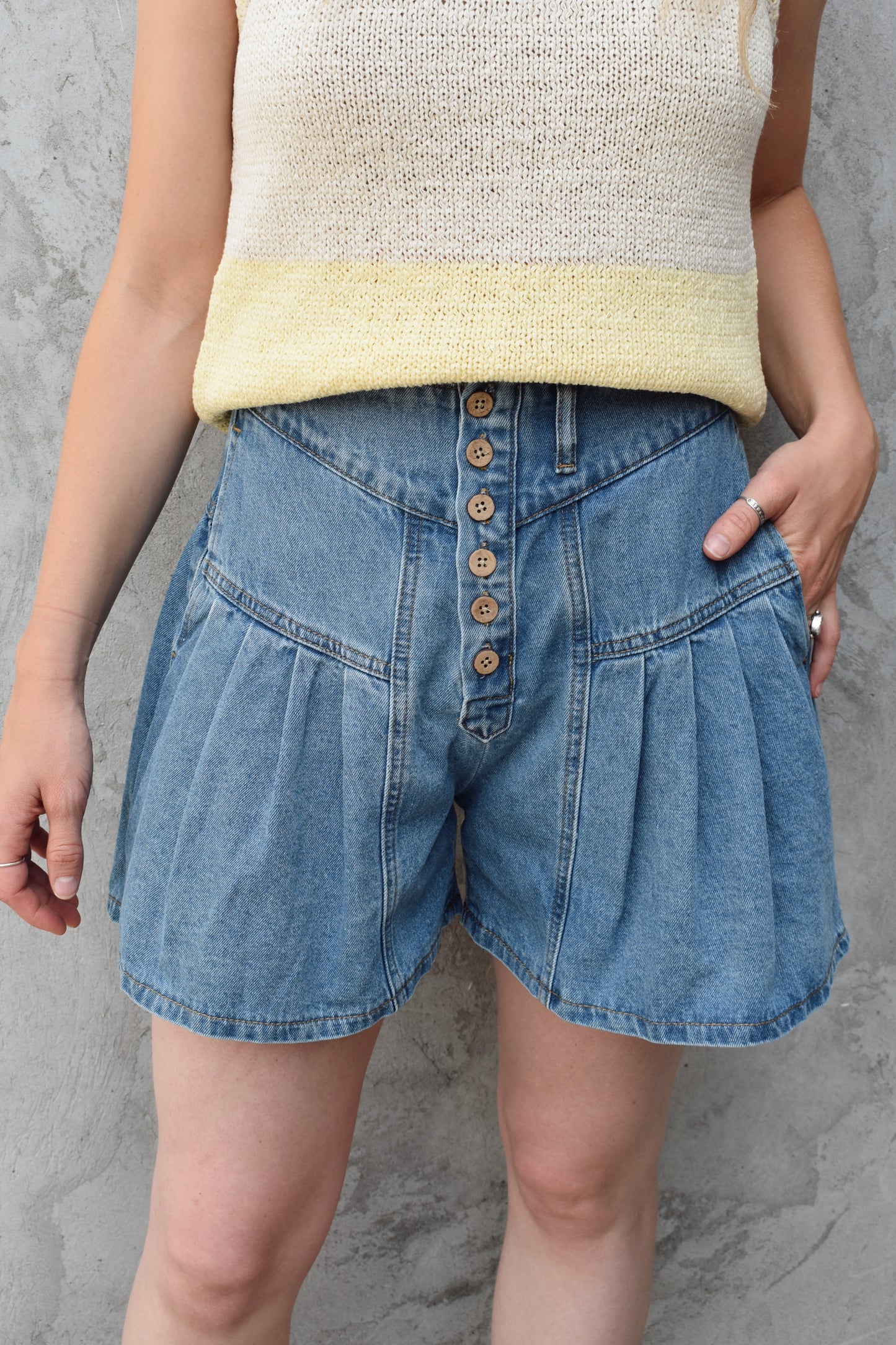 pintuck flare shorts