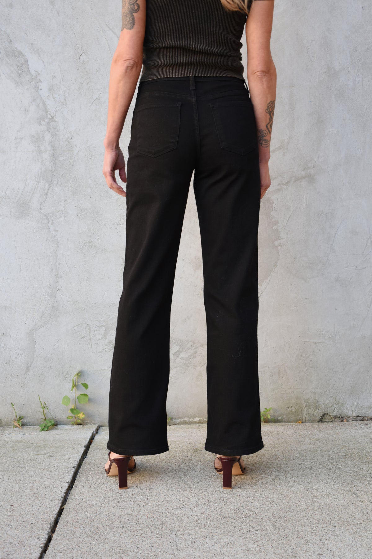 black slim wide jeans