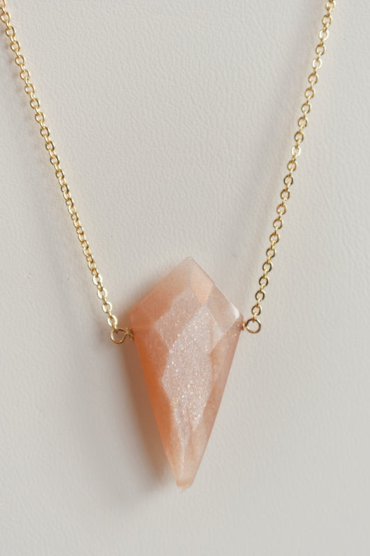 revival made goods peach moonstone gold plated dainty chain necklace