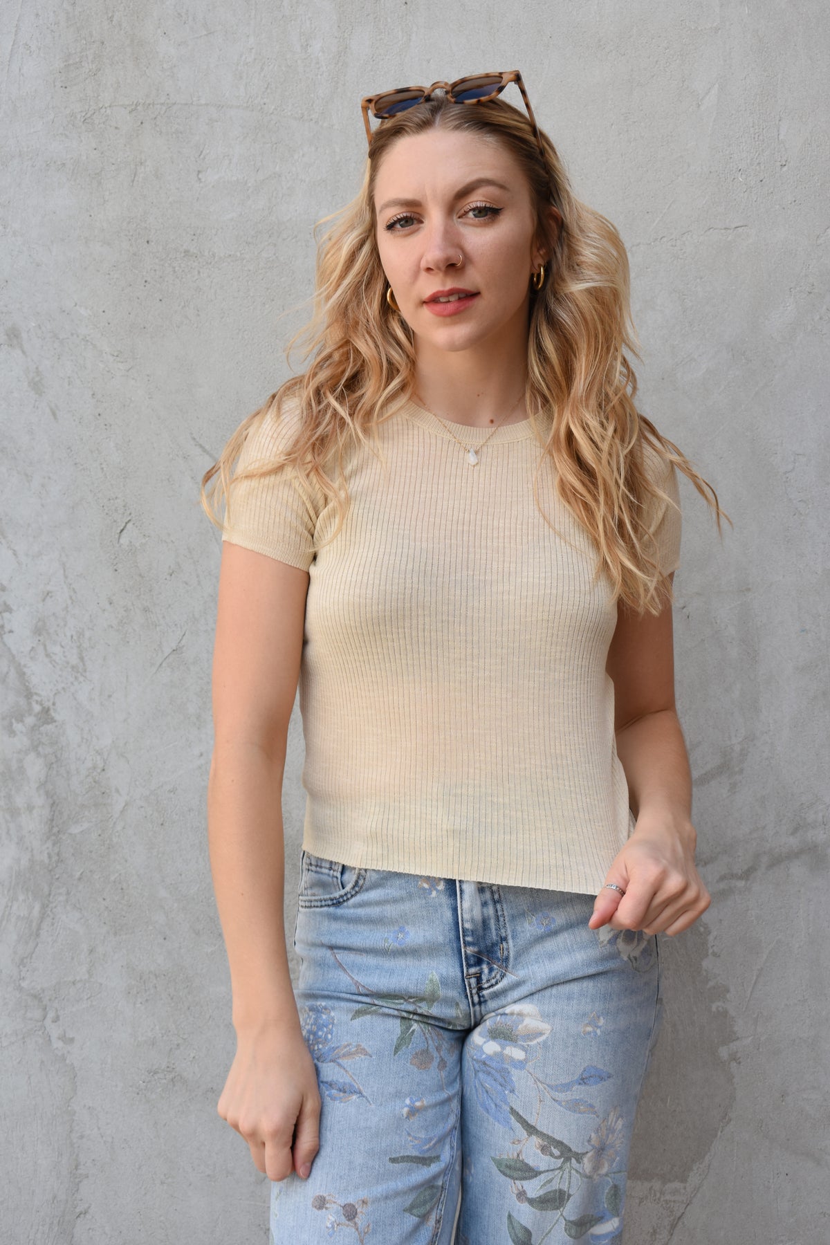 short sleeved ribbed top