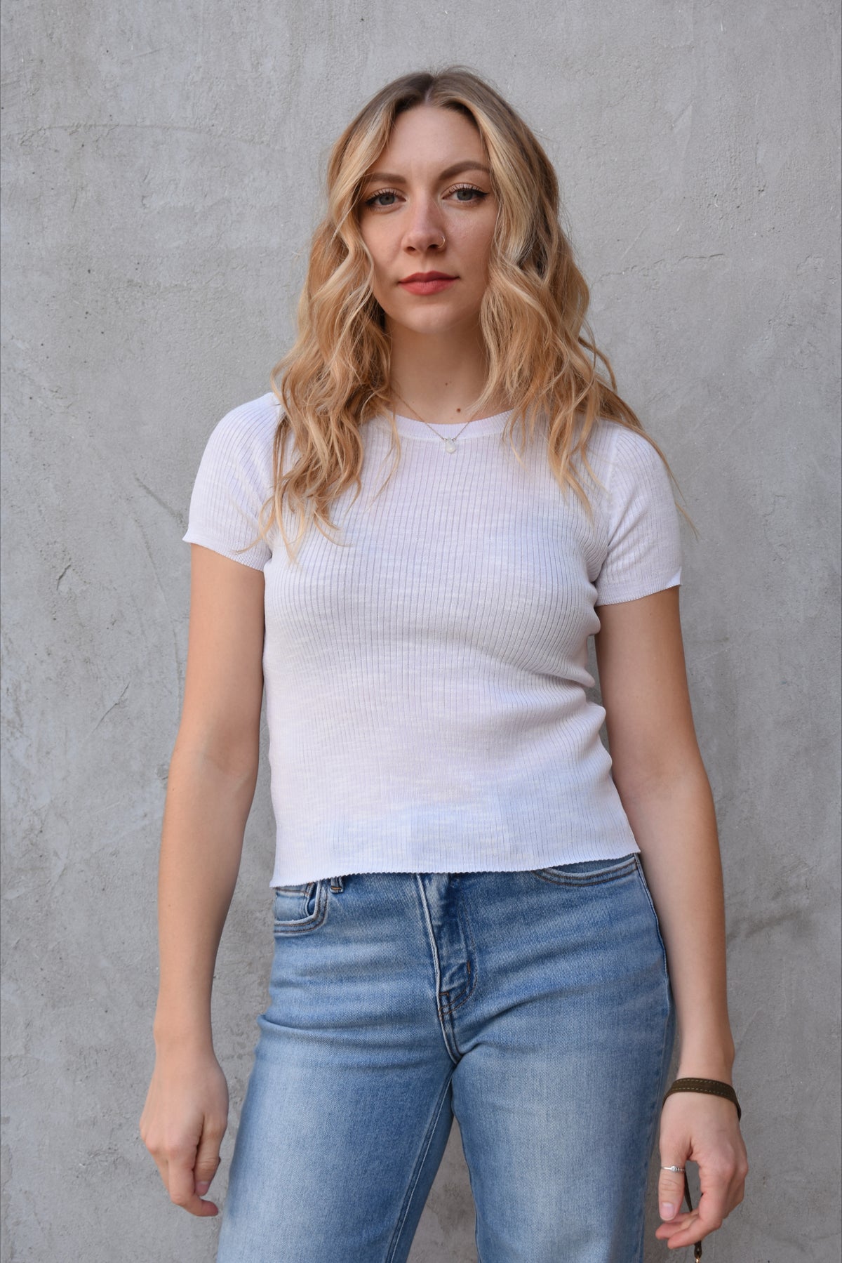 short sleeved ribbed top