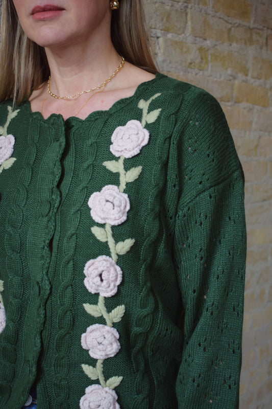 floral crochet cardigan