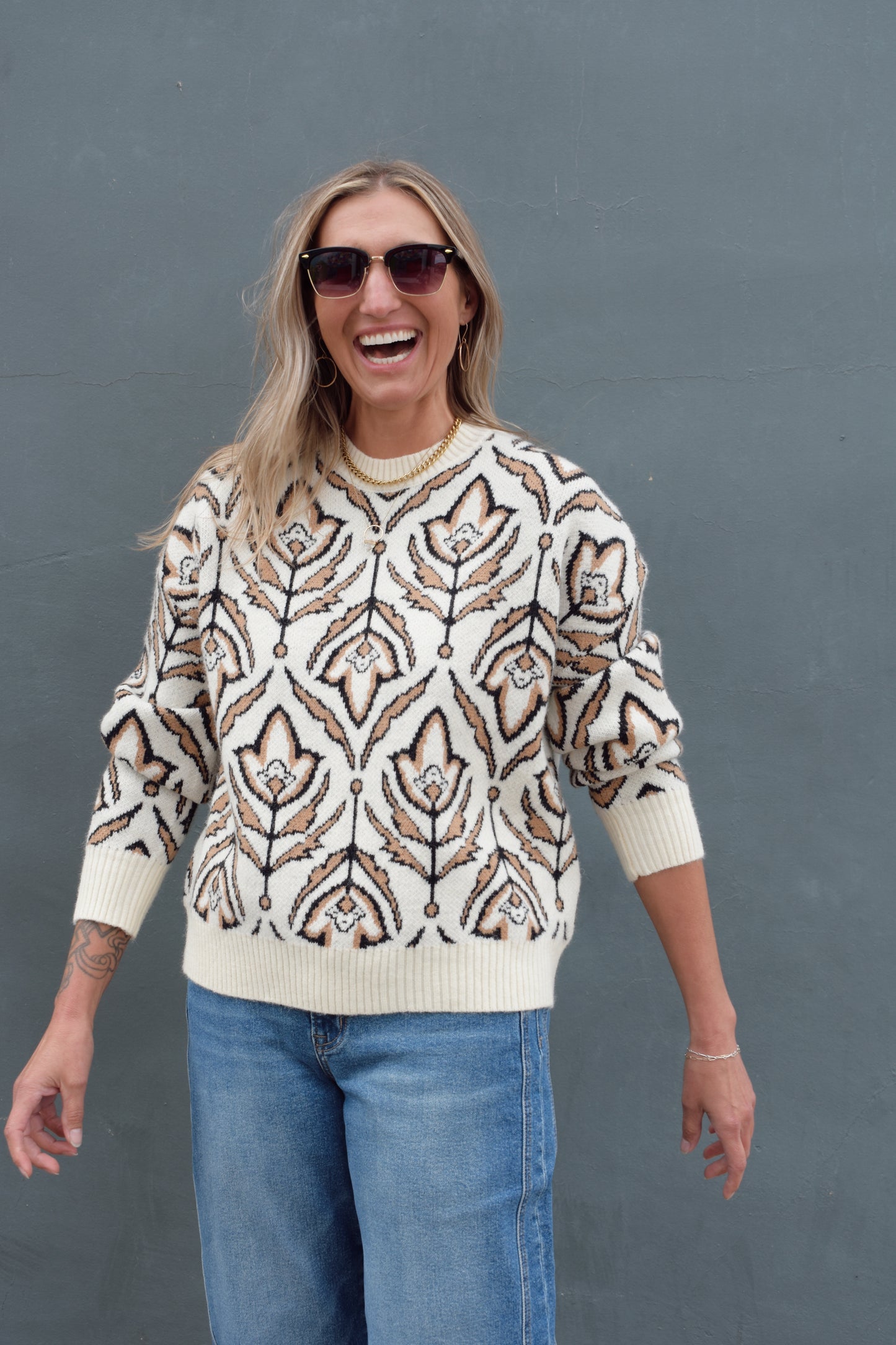 folk floral sweater