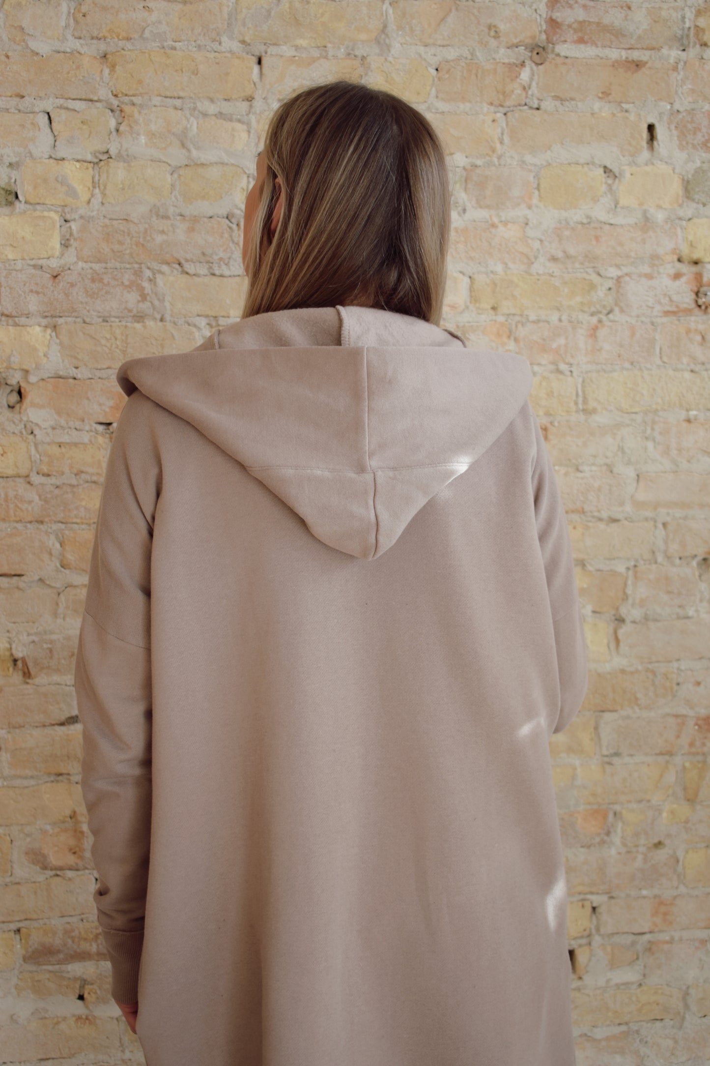 hooded jersey cardigan