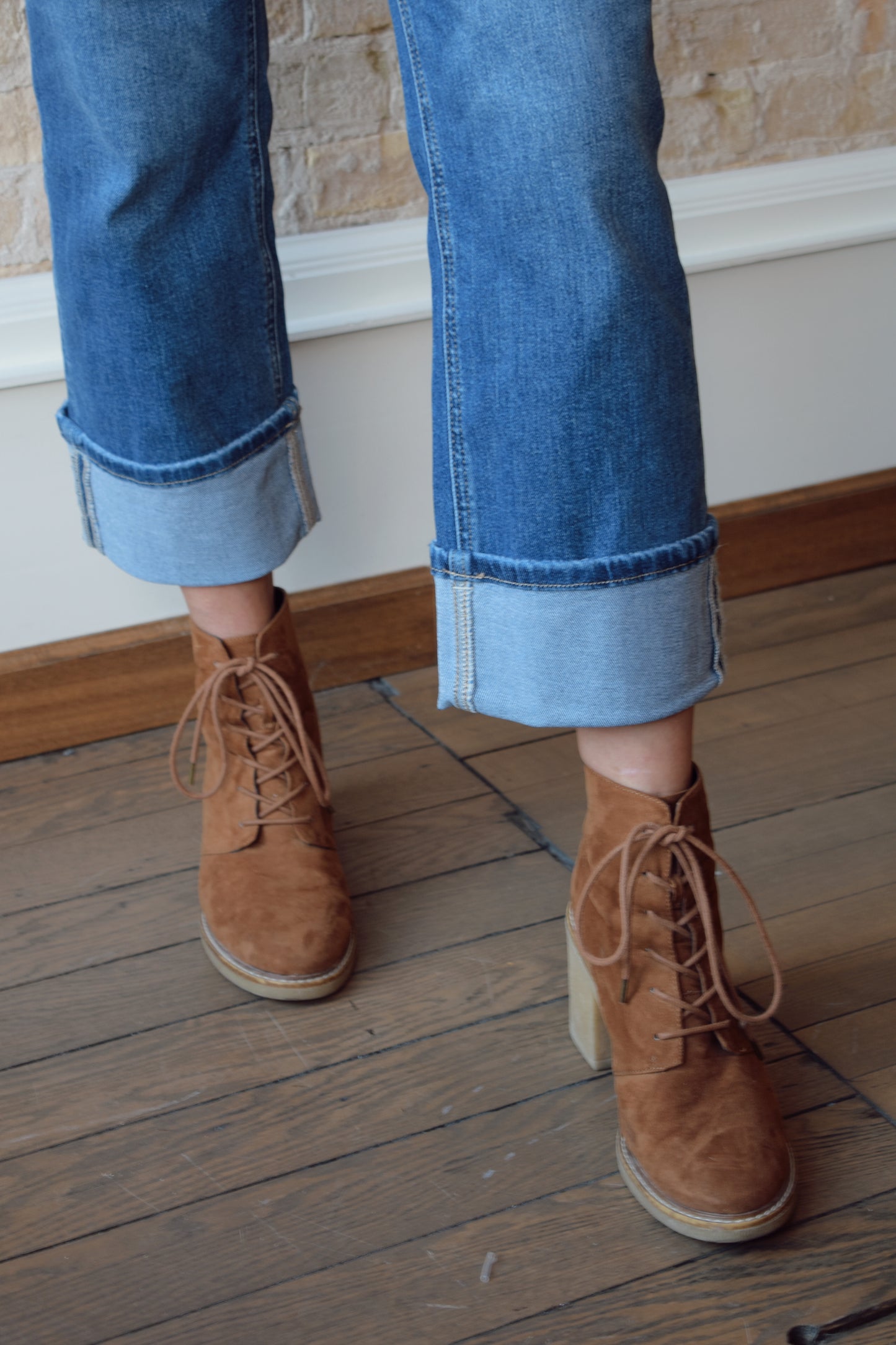 cuffed straight jeans