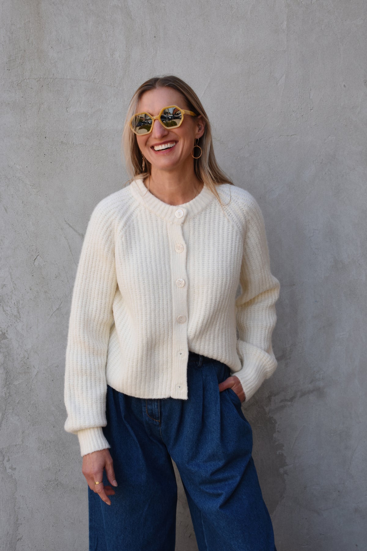ribbed button cardigan