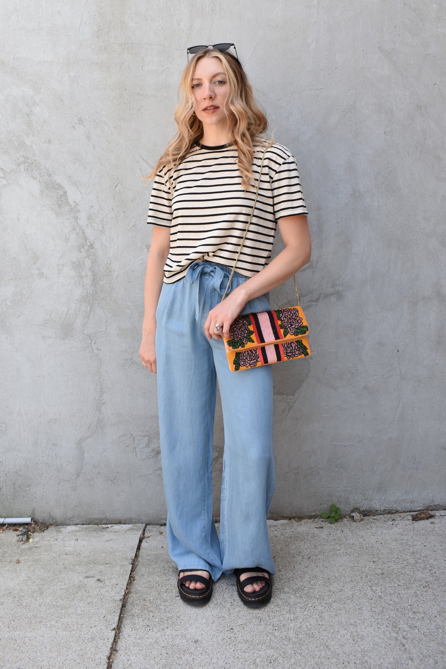 boxy ringer striped tee
