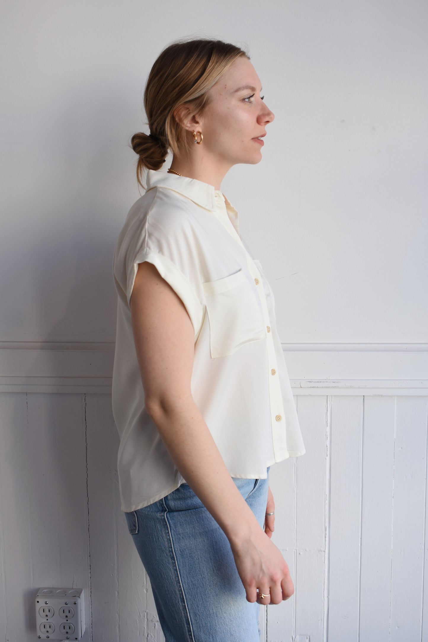 collared button-up blouse
