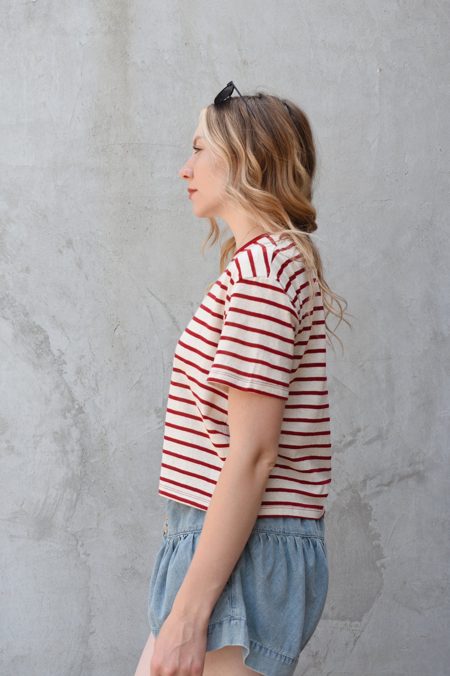 boxy ringer striped tee