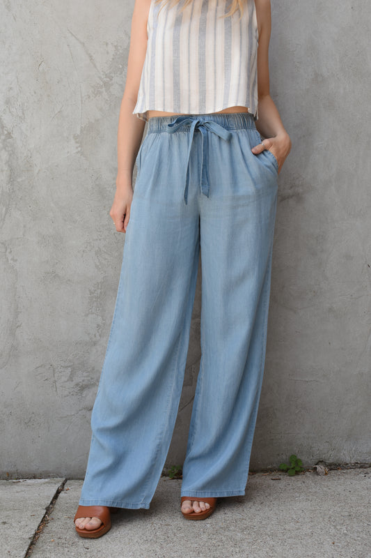 tencel tie waist pants
