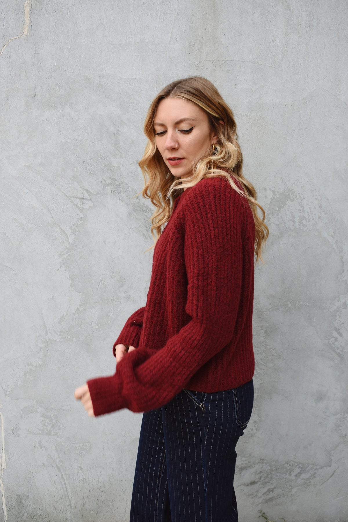 ribbed button cardigan