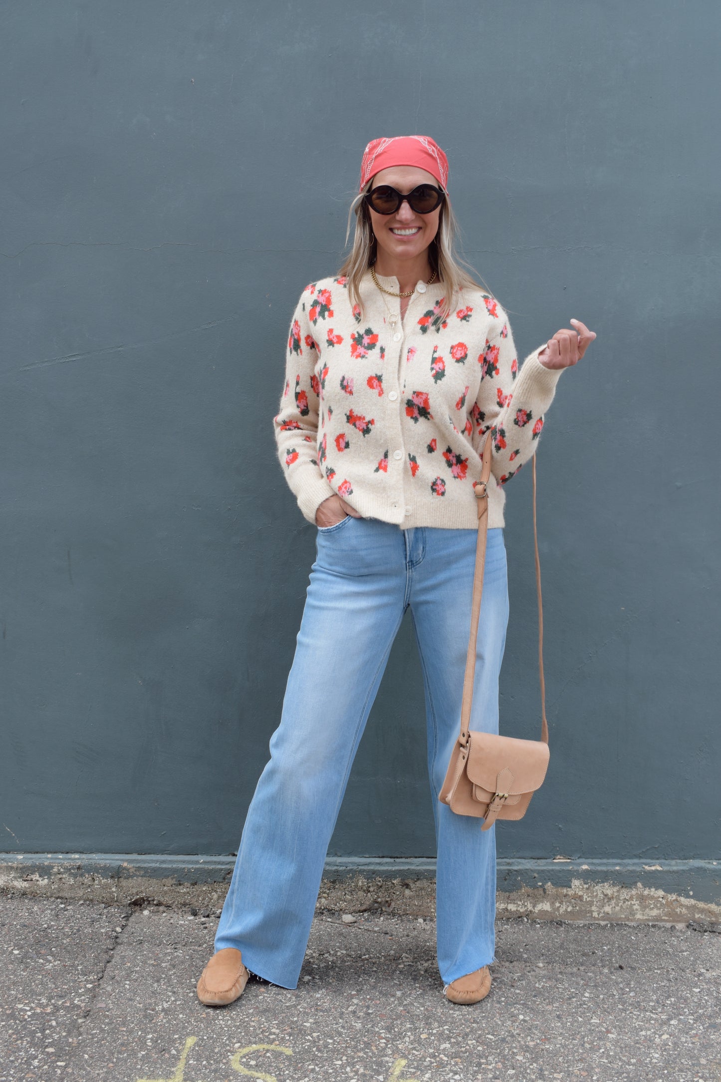 abstract floral cardigan