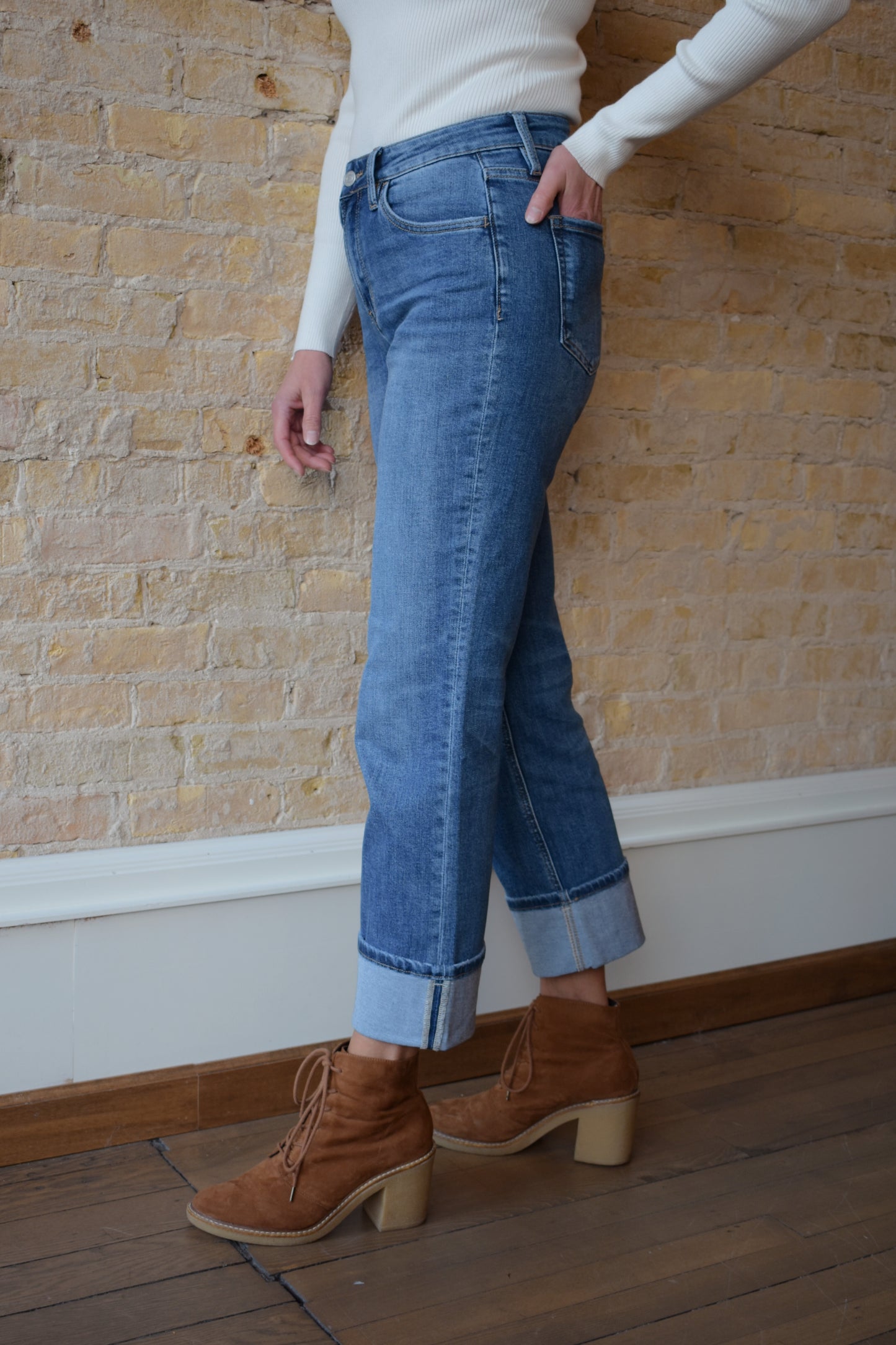 cuffed straight jeans