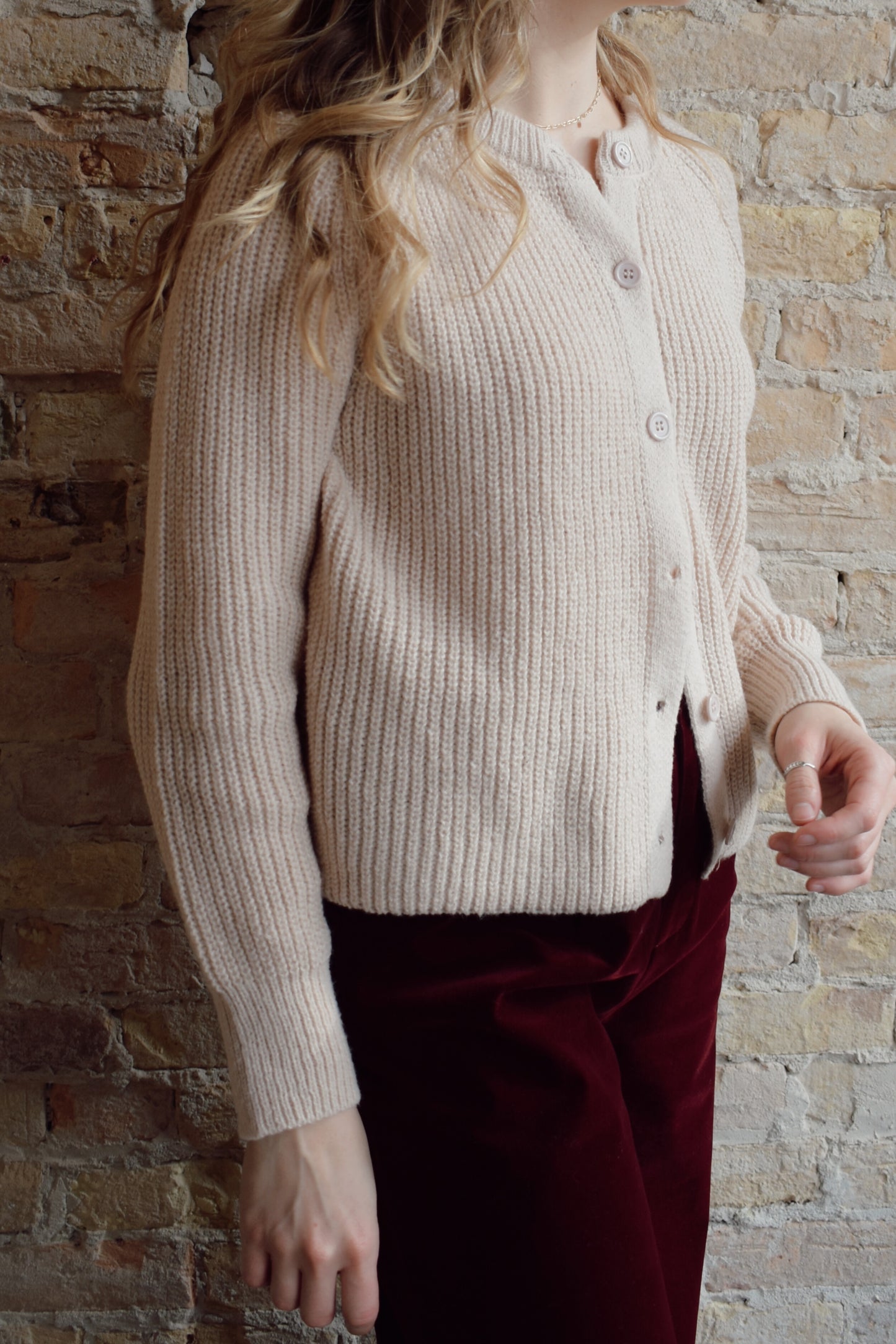 ribbed button cardigan