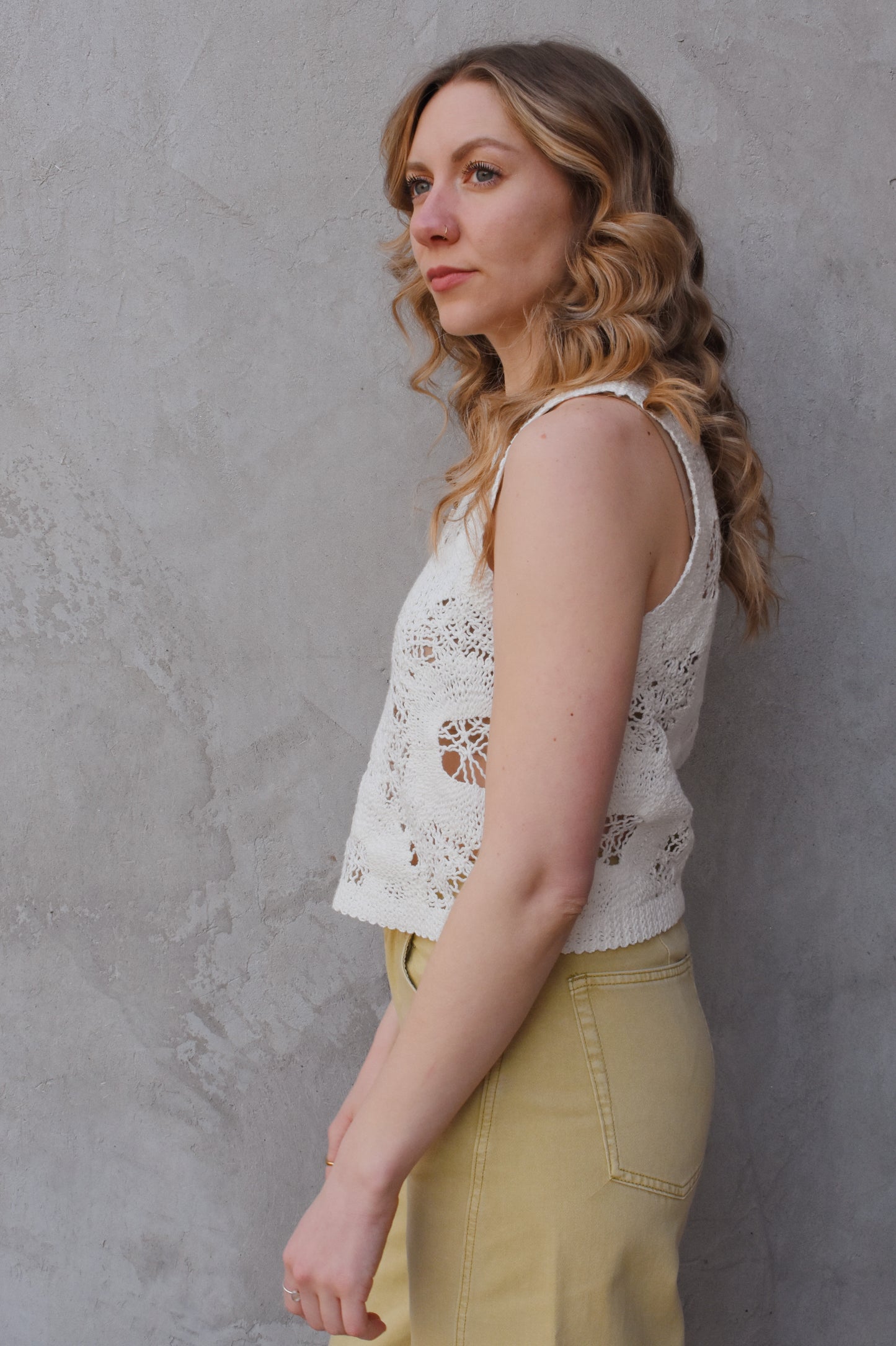 floral sweater vest