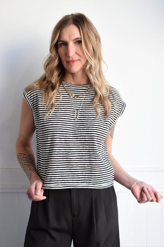 striped boxy tee