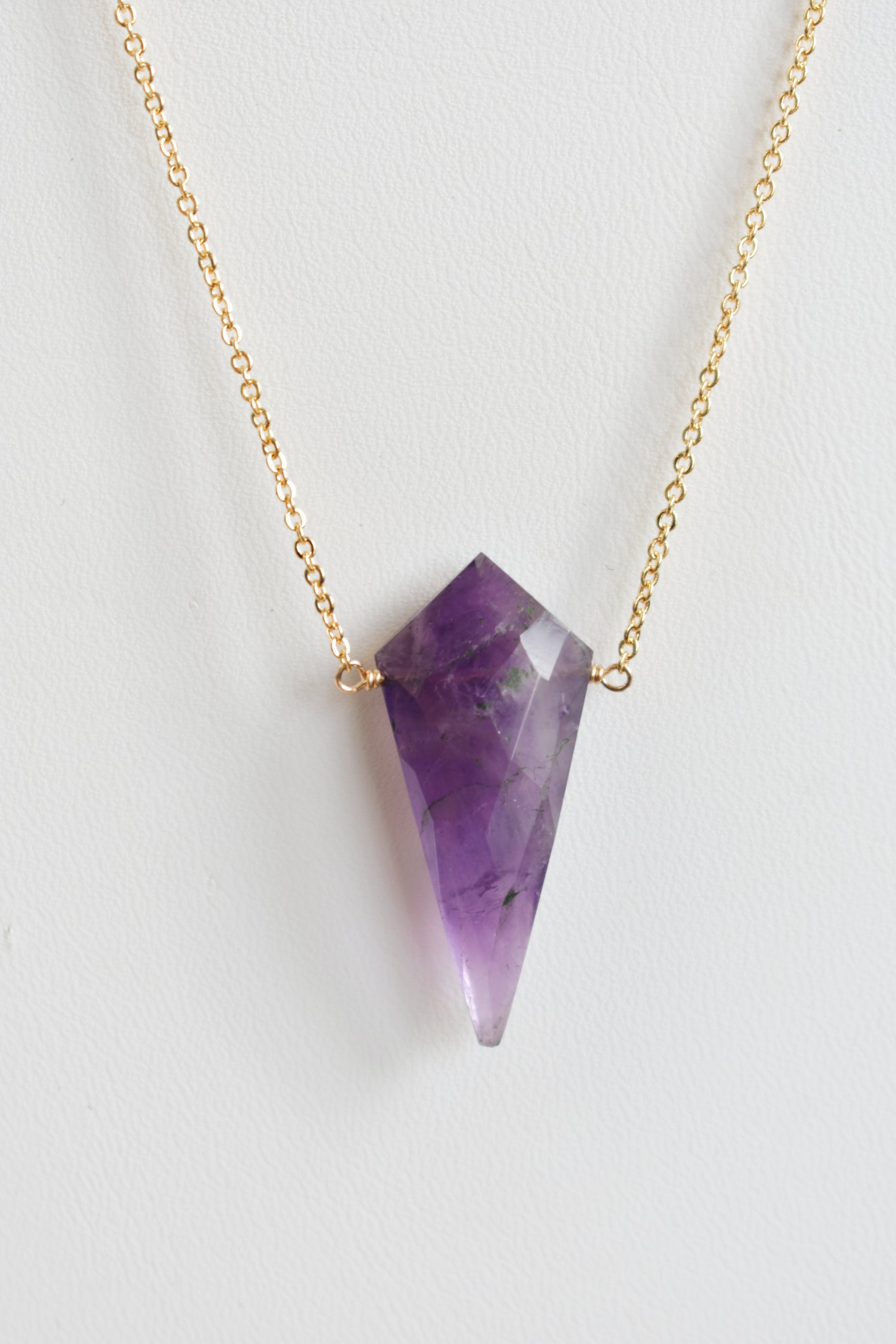 revival made goods faceted amethyst gold plated dainty chain necklace