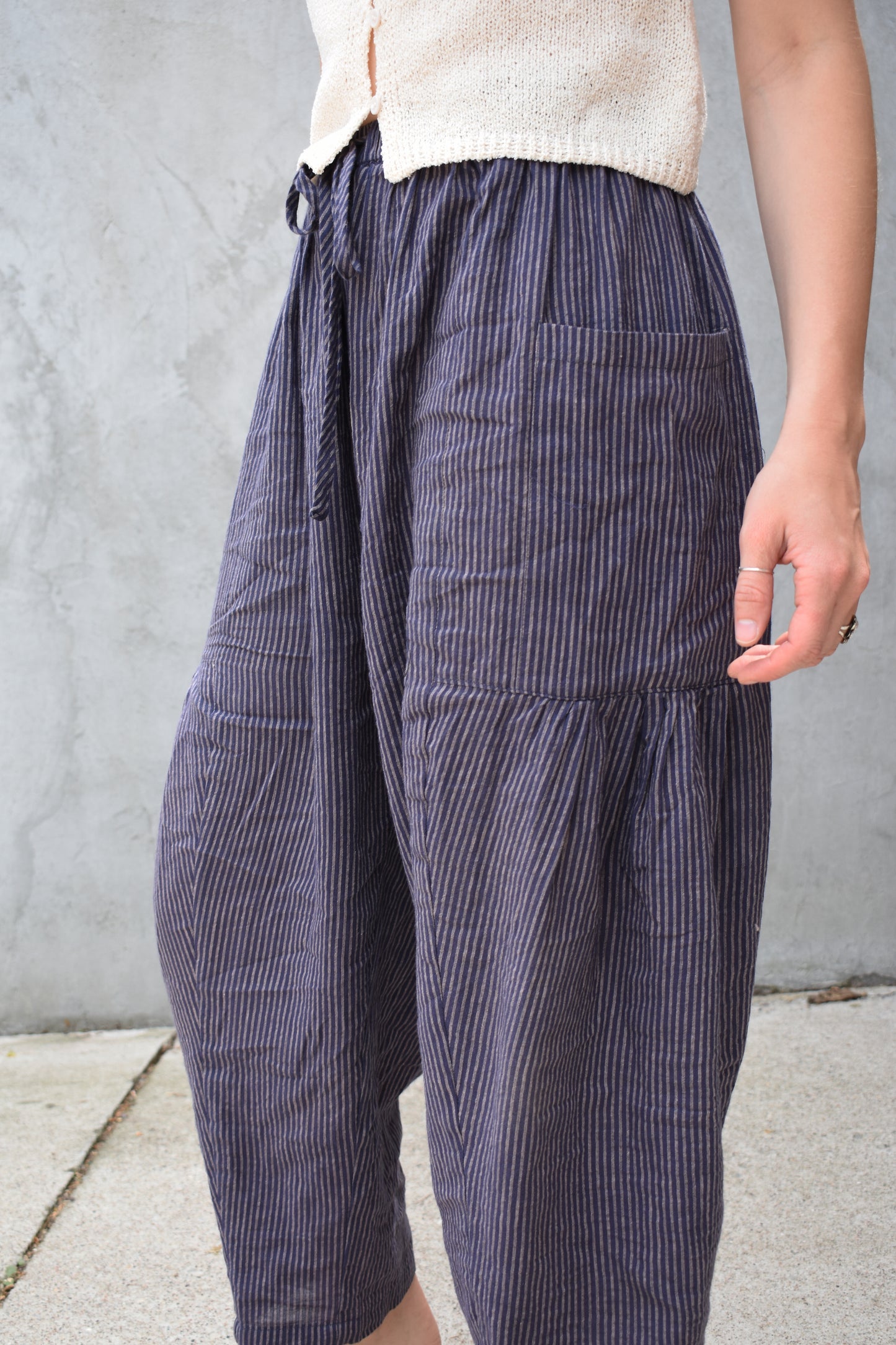pinstriped drawstring pants