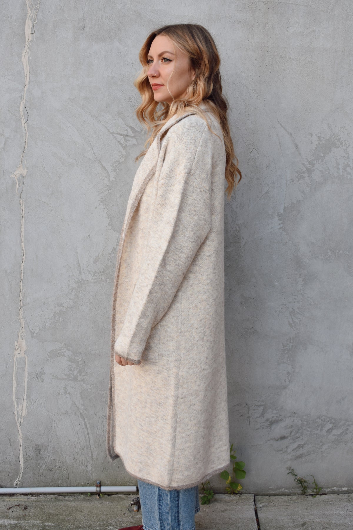 notched collar coatigan