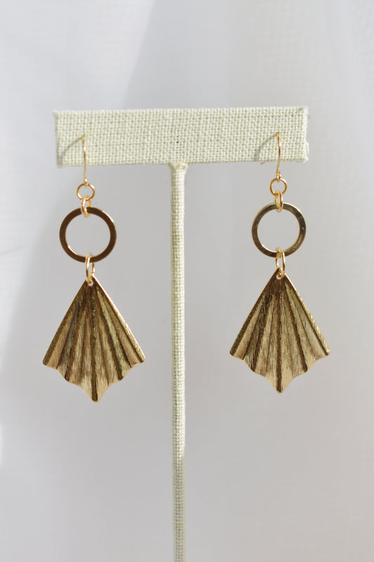 revival made goods lightweight gold plated statement bougie fan earrings