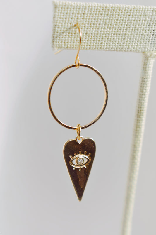 revival made goods evil eye heart gold plated statement Minerva earrings