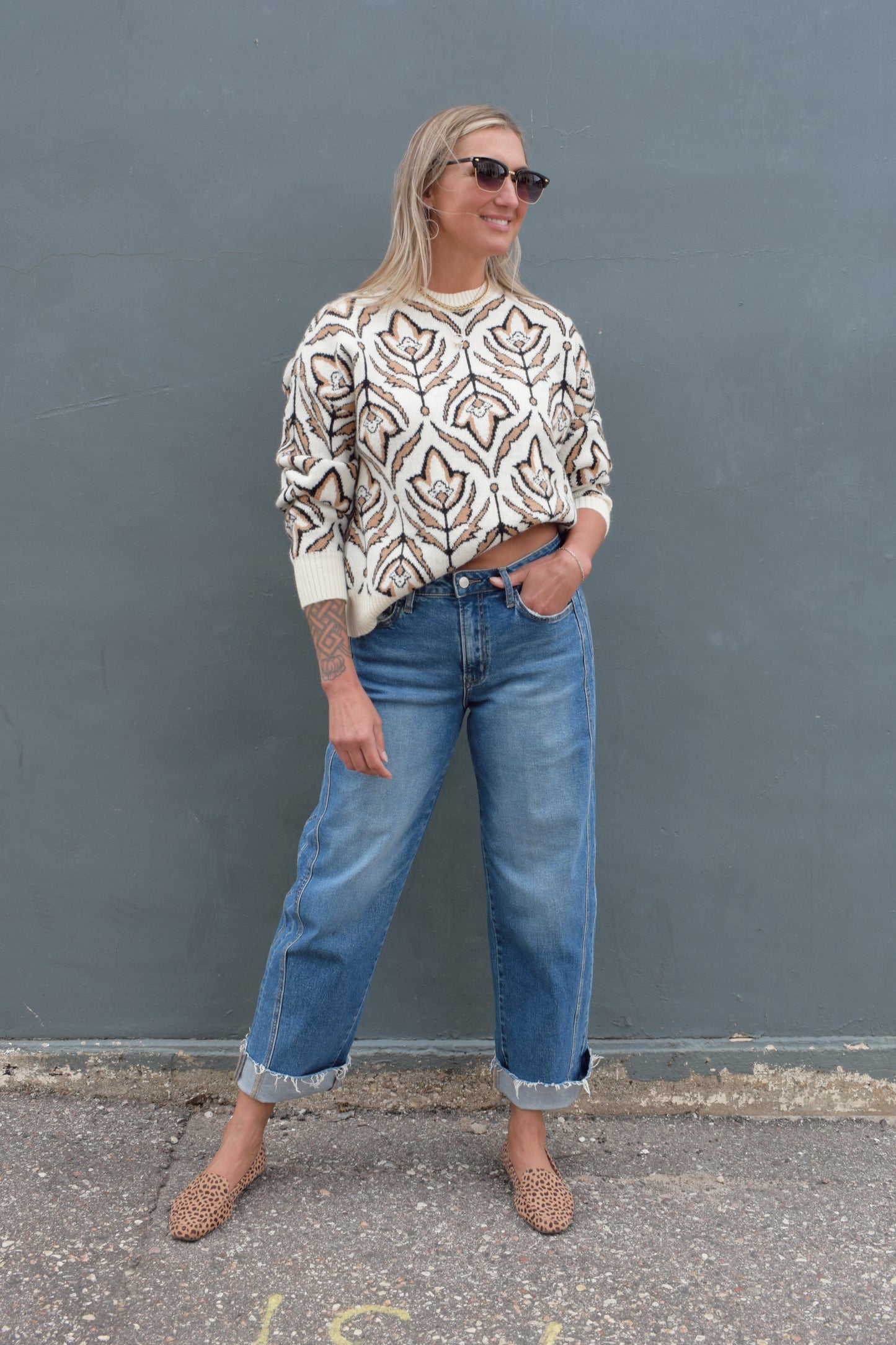 folk floral sweater