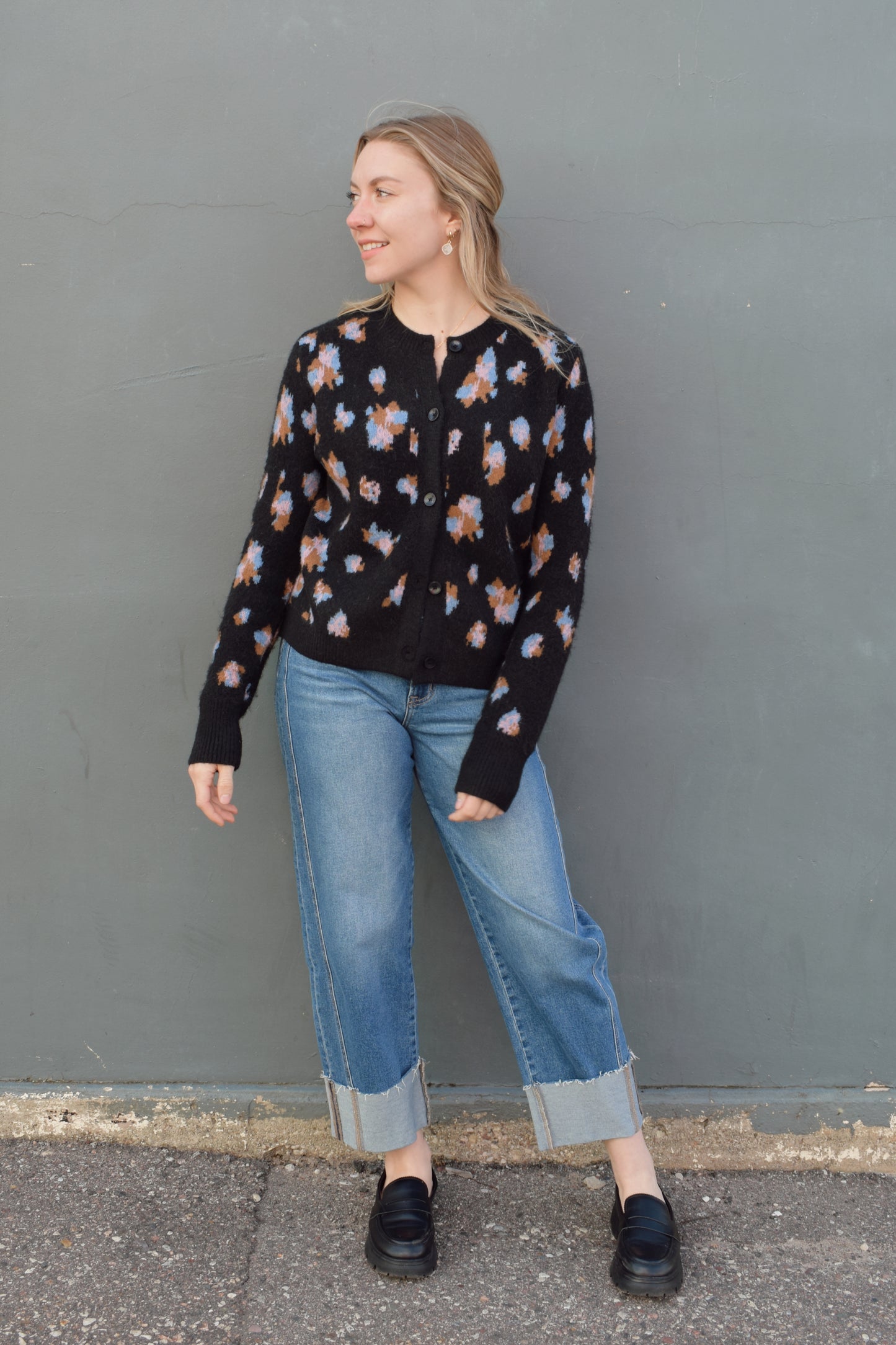 abstract floral cardigan
