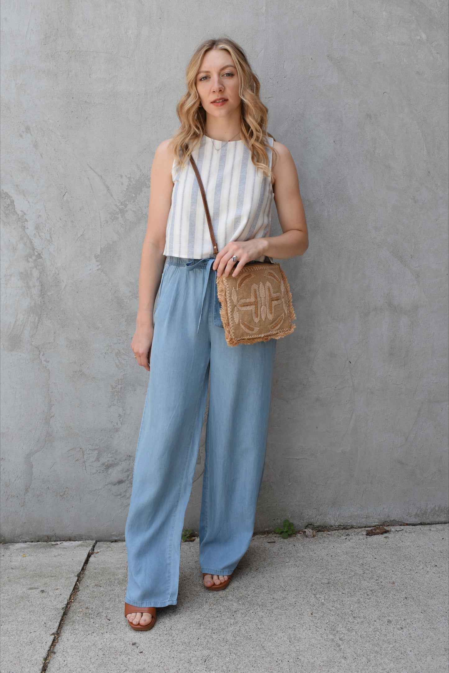 striped boxy crop top
