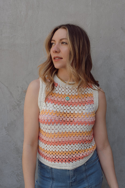 retro stripe crochet tank