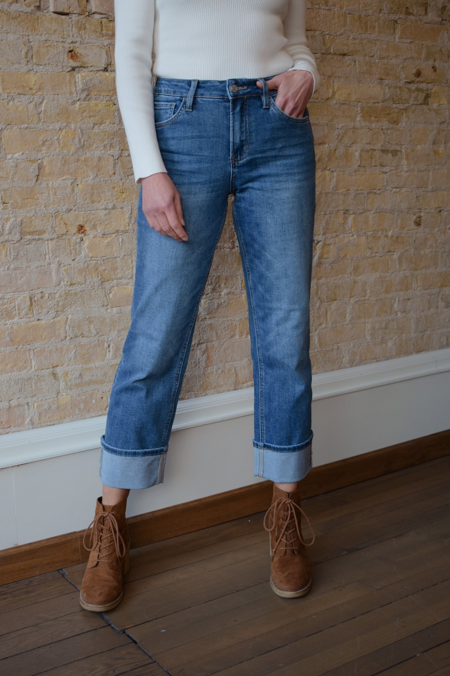 cuffed straight jeans