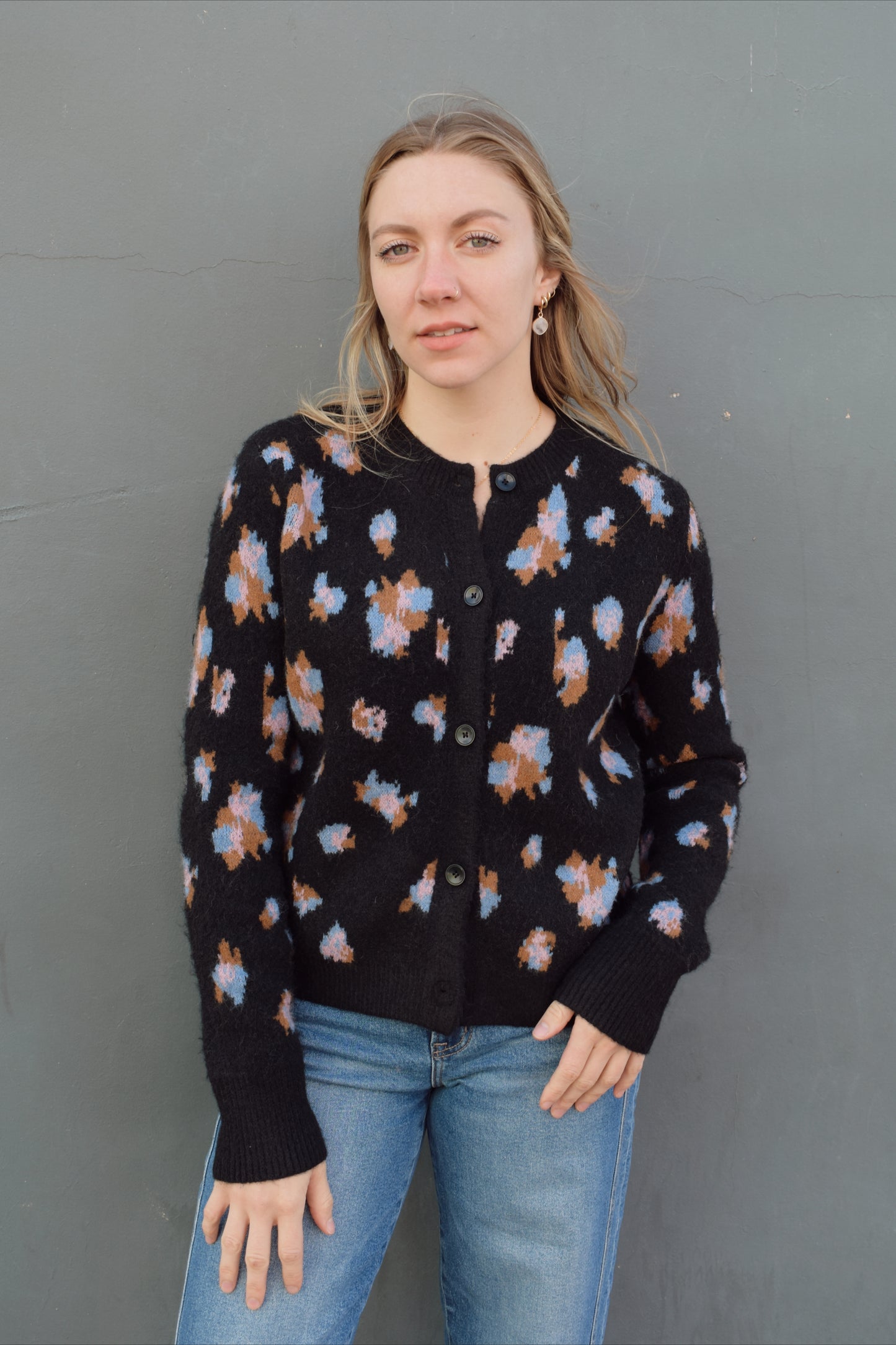 abstract floral cardigan
